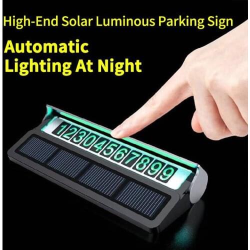 Solar Luminous Car Temporary Parking Card Temporary parking card Car hidden phone sticker Number Card auto-styling accessories