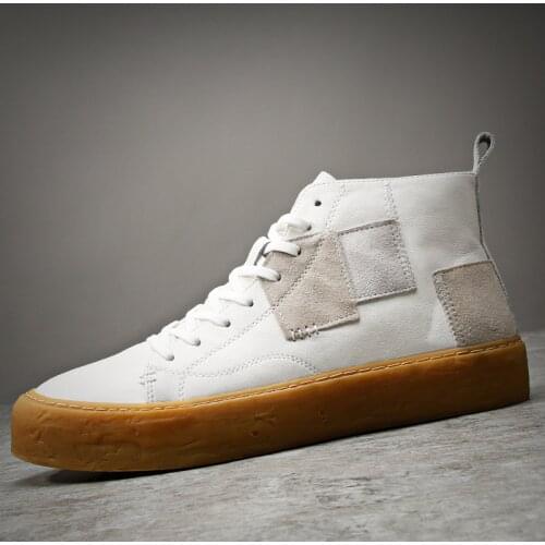High-top mens shoes trend with casual shoes Gaobang personality white board shoes increase wear-resistant shoes