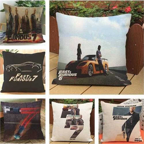 Furious 7 Pillowcase Fast and Furious Creative Poster Cotton Linen Cushion Pillowcase Home Decorative Sofa Seat Throw Pillows