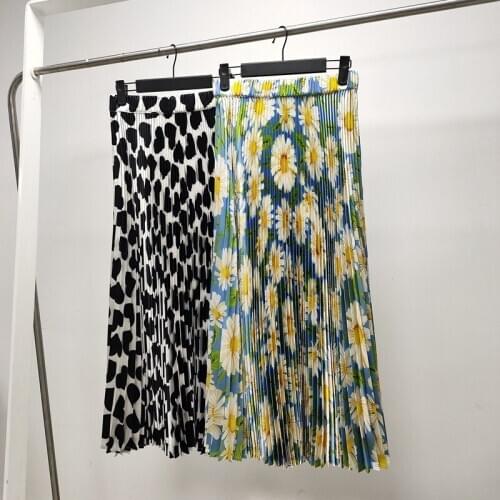 Miyake Pleated Skirt For Women 45-75kg Autumn Winter 2020 New Printed Niche Design Big Swing Casual Plus Size Clothes Female