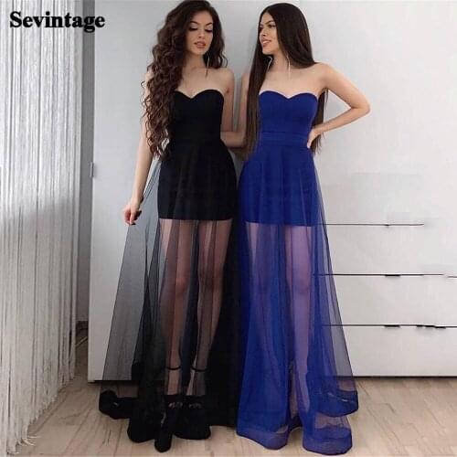 Sevintage Royal Blue Short Long Prom Dresses Tulle Sweetheart Simple Women Formal Party Gowns Bridemaids Dress For Wedding