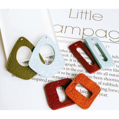 Eardrop Multicolors Leather Earring Accessories Pendant Necklace Charms Diy Handmade Material Components 10pcs