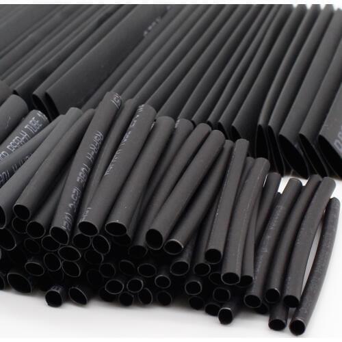 127pcs/lot Heat Shrink Tubing 7.28m 2:1 Black Tube Car Cable Sleeving Assortment Wrap Wire Kit with Polyolefin Tub Free Shipping