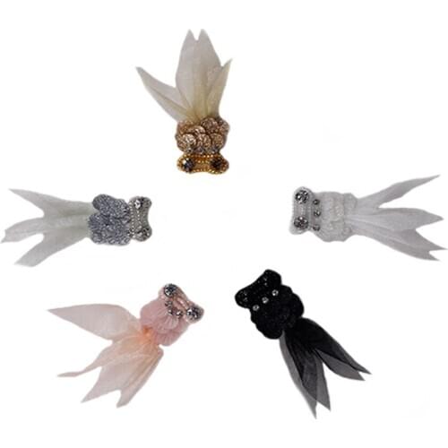 20pieces Beaded Fish Fabric Patches Applique Sewing Crystal Badges for Craft Brooch Clothing Decoration Accessories TH707