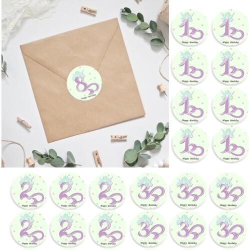 4.5cm 1st Birthday Number Mermaid Party Adhesive Seal Sticker For Baking Box Bag Decorations Stickers Under the Sea Supplies