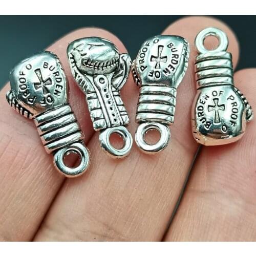 Antiquing 10PCS CROSS Boxing Glove Charm Fist Sports Charms for Jewelry Making Pendant Necklace Bracelet DIY Accessories