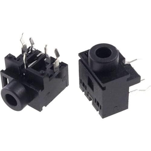 1000pcs 3.5mm 1/8 in Audio Jack 5 contacts 3 conductors for TRS stereo plug through hole right angle Phone Jack with switch