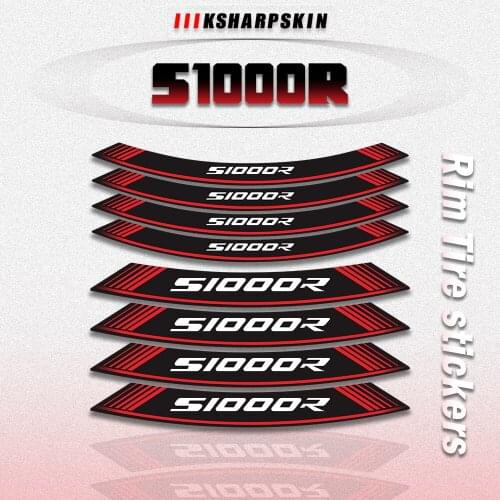 Free Shipping 8Pcs Motorcycle Front and Rear wheel stickers decals Rim Edge Emblem MotorBike Refit Decoration For BMW S1000R