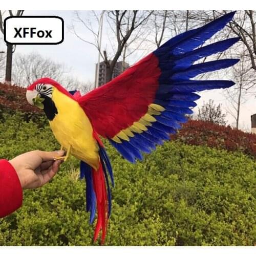 Big real life wings parrot model foam&feather red&yellow simulation parrot bird gift about 45x60cm xf0312