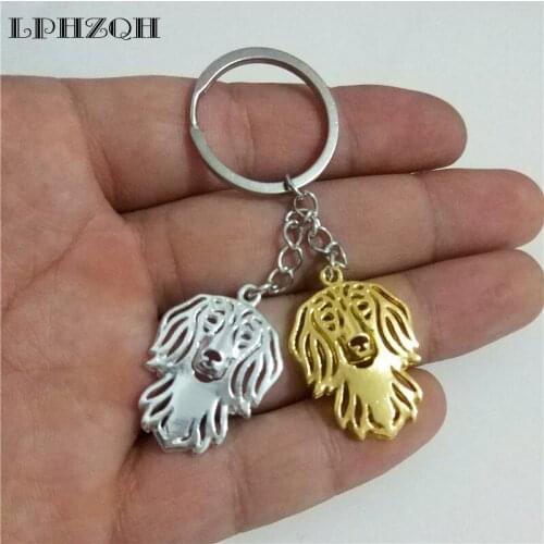 LPHZQH fashion cute Dachshund dog key chain women bag pendant accessory charm gift trendy car Keyring jewelry gold silver color