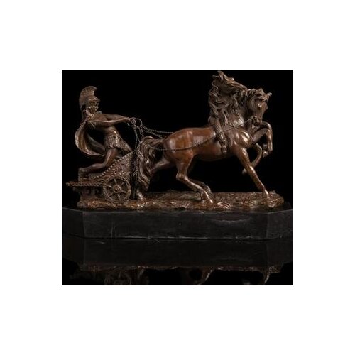 Art Bronze home decoration Classical Bronze Sculpture Solider with Horses Statues Military Collectables Home