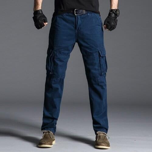 Cargo Pants for Men Black Military Pants Green Army Side Many Pockets Trousers Male Chinos Men Blue Khakis Cotton Trousers Men