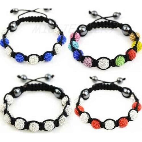 Factory price 4 pcs/lot 10mm 9x Disco Ball trendy friendship Free Shipping crystal bracelet Hotsale