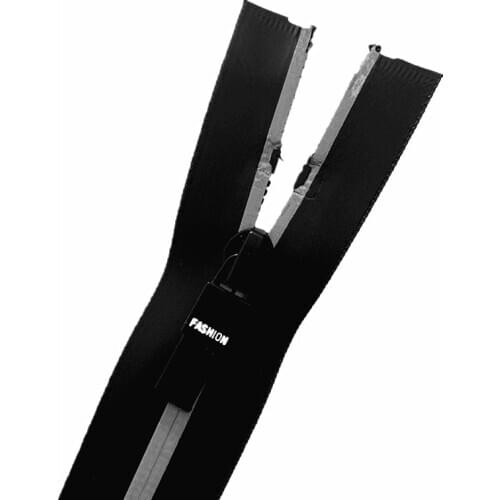 2Pcs 20-70cm5# Open End Black WaterProof TPU Nylon Zipper Outdoor Reflective Zipper, Used For Crafts, Clothing Accessories