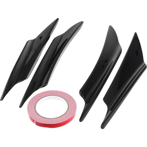 Black Front Bumper Lip Splitter Fins Body Spoiler CANARDS Refit Trim 4pcs