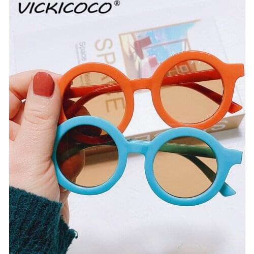 VICKICOCO Childrens Sunglasses Retro Round Sun Glasses Decorative Girls Eyewear Fashion Boys Shade Vintage Kids Sunglasses