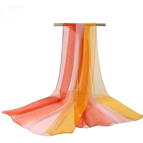 Gradient Womens Scarf Thin Georgette Ladies Spring Autumn Summer Transition Color Tulle Performance Dance Scarves