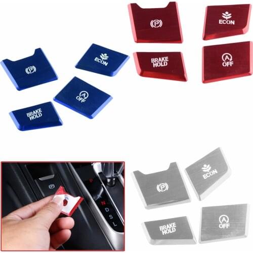 4pcs Car Front Gear Shift Box Button Trim Cover Left Hand Drive Fit for Honda CR-V CRV 2017 2018 2019 2020 Red/Silver/Blue