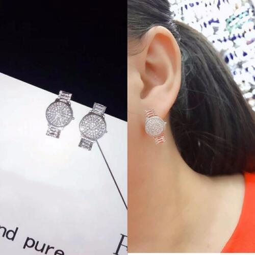 Korean Fashion Trend Wild Watch Shape Earrings Wedding Bridal Party Jewelry Dress Up Watch Shape Wild Earrings