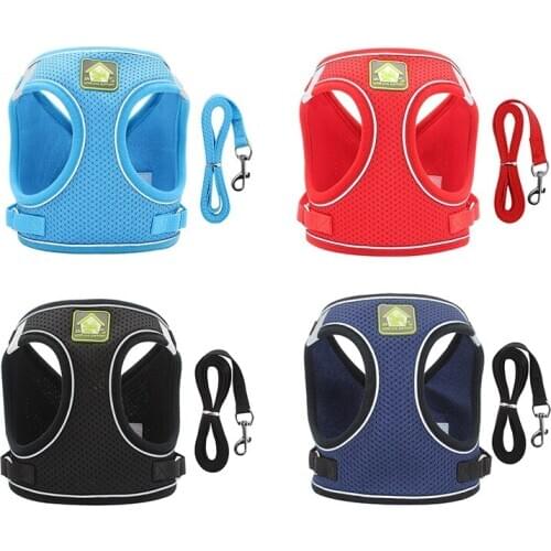 Cat Dog Vest Harnesses Leashes Kit Breathable Adjustable Harnesses Pet Walking Training Vest With Leading Rope Pet Accessories
