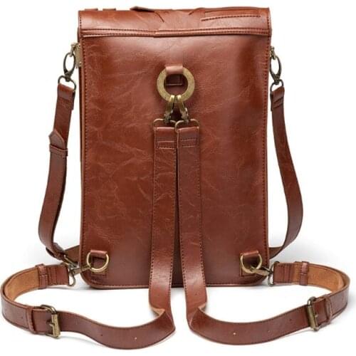 Steampunk Leather Messenger Bag Halloween Gothic Retro Briefcase Handheld Crossbody Shoulder Large Satchel School Bags for Men