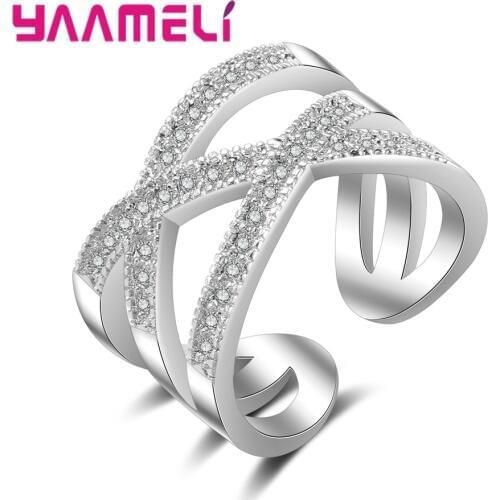 Hot Sale Latest 925 Sterling Silver Cross Rings for Women Men Clear Small Cubic Zirconia Paved Wide Bands Bague