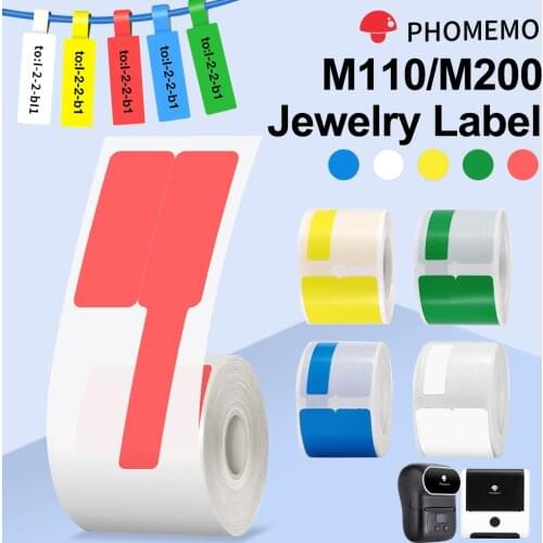 Phomemo M110 M200 Label Paper Round Square Jewelry Black on White Thermal Paper Sticker Multi-Purpose Label Tape Self-Adhesive