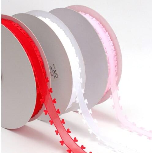 5y/Lot 2.5cm Lace Ribbon For Wedding Decorations Lover Gifts Wrapping Bouquet Packing Double-Row Heart Lace Ribbons For Diy Bows