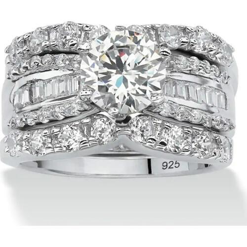 Hot-selling cubic zirconia 3pcs one set shing women engagement rings