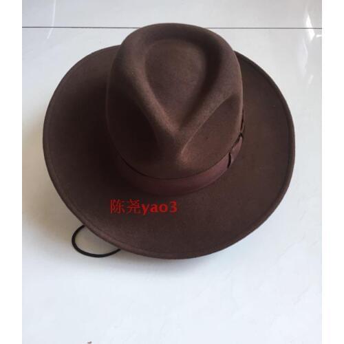 Mens Fedoras Wool Hat Adult Woolen Wide Brim Cowboy Hats Original Single Anti-wrinkle Cowboy Hat Wide Brim B-9000