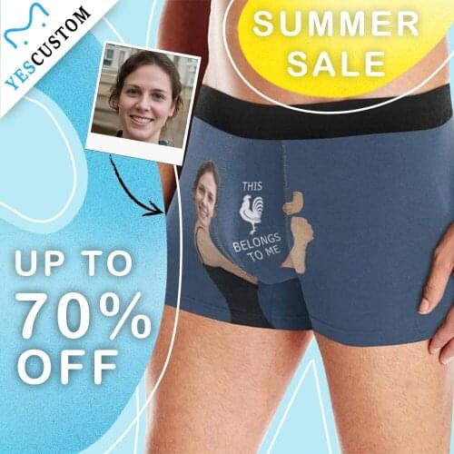 M Yescustom Custom Face Love Heart Men All-Over Print Boxer Briefs Personalized Customize Funny Wedding Husband Gift Underwear