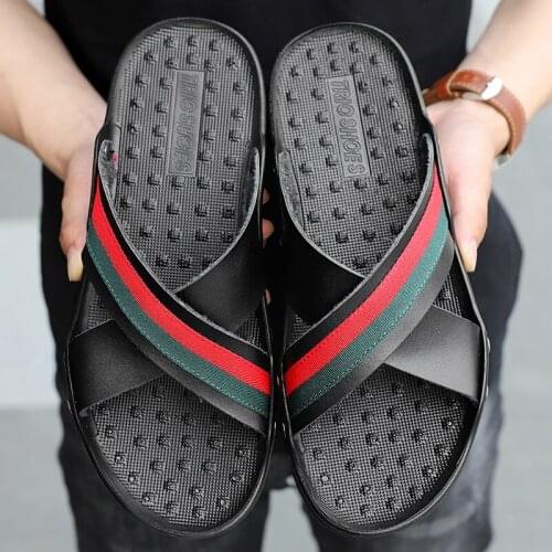 2021 New Fashion Summer Shoes Designer Mens Slippers Genuine Leather Beach Sandals Men Casual Shoes Flip Flops Big Size 38~48