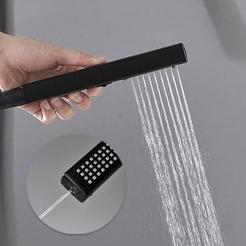2 IN 1 Shower Head for Bathroom Rainfall Square ABS Hand Held Wall Mounted Black Showerhead Hose Set
