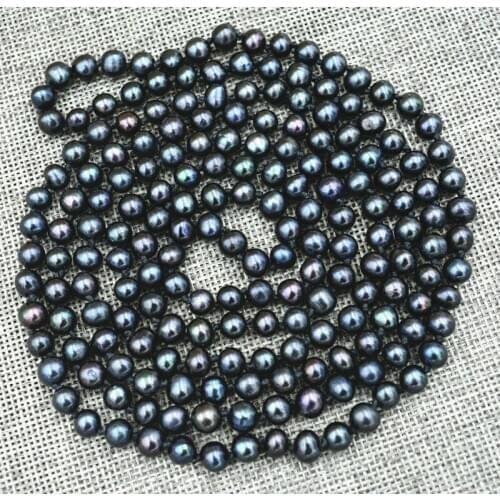 New 7-8mm Black Tahiti Cultured Pearl Necklace 50"