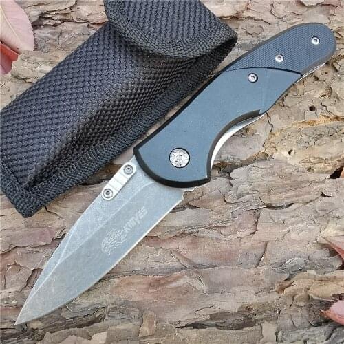 Outdoor Tactical Camping Hunting Survival Pocket Quick Folding Knife 8Cr13Mov Blade Black G10 Handle Military Combat Knives