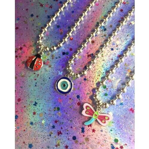 Devils eye Dragonfly Pendant Necklace versatile mens and womens fashion hip-hop lovers silver retro jewelry neck chain