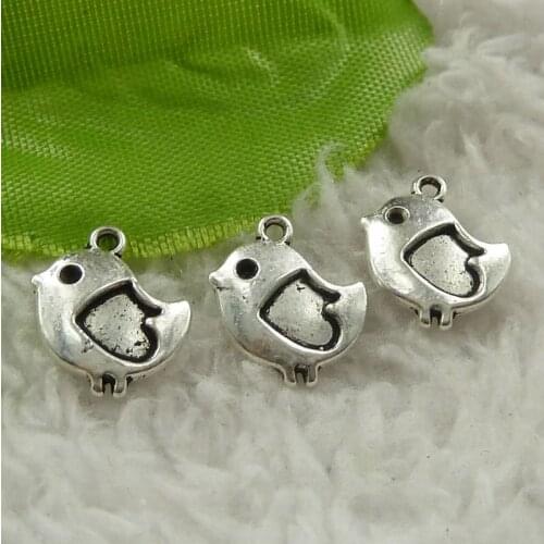 480 pieces antique silver bird charms 13x12mm #4549