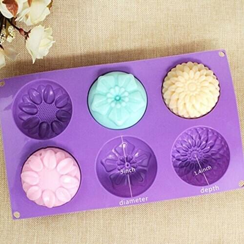 6Lattice Silicone Mold 3D Sunflower Flower Form Jelly Donuts Pudding DIY Molds Soap Fondant Baking Fondation Decoration Tools