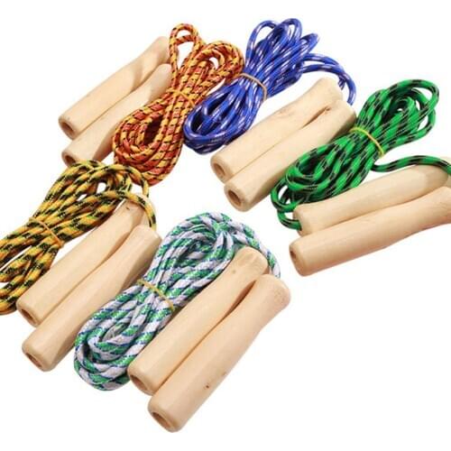Kids Jump Ropes Wood Handle Sport Bodybuilding Fitness Lovely Cartoon Braiding Skipping Ropes Wood Handle Sports Fitness Toys