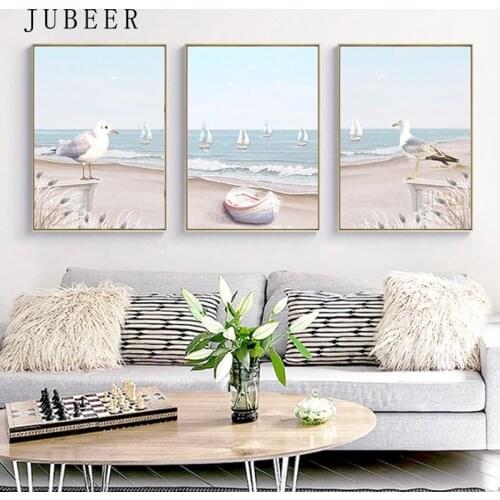 Modern Minimalist Style Art Canvas Print Flower and Birds Mediterranean Landscape Nordic Decorative Painting for The Living Room