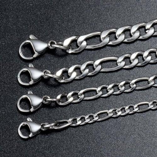 TJP Wholesale Silver Color 316L Stainless Steel Necklace NK hip hop Figaro Necklace Chain Trendy Jewelry Hot Sale