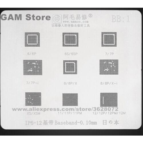 For iPhone 6 7 8 X XS MAX 11 Pro 12 Baseband CPU IC BGA Stencil Reball Solder Tin Plant Net Steel Mesh Heat Template Amaoe BB1