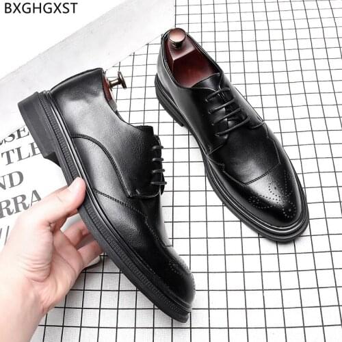 Brown Oxford Leather Shoes Men Formal Luxury Men Dress Shoes Black Office Shoes for Men 2021 Chaussure Homme Zapatos De Hombre