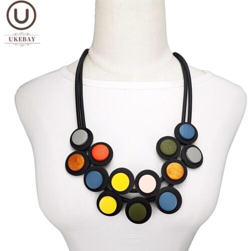 UKEBAY New Multicolor Wood Jewelry Fashion Gothic Pendant Necklaces Women Necklace Ethnic Clothing Accessories Chokers Jewellery