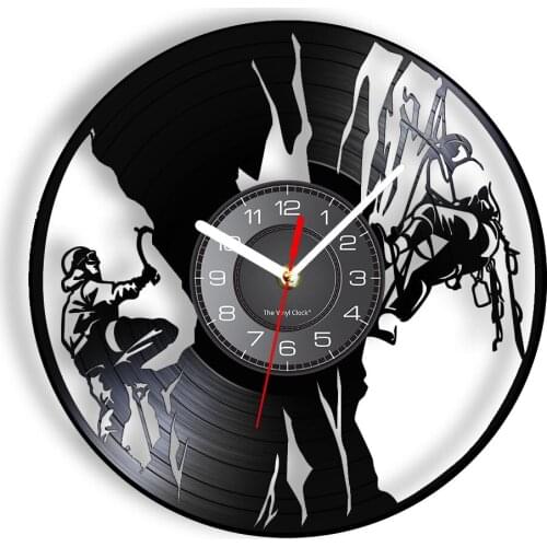 Rock Climbing Vinyl Album Re-purposed Record Clock Climb Mountain Extreme Outdoor Sports Retro Luminous Wall Watch Climbers Gift