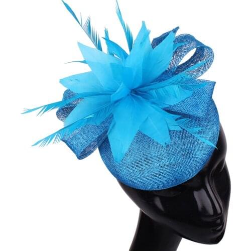 High Quality Marron Fashion Fascinators Hat 4-Layer Sinamay Base For Women Party Tea Headwear Headbands Feathers Hair Accessory
