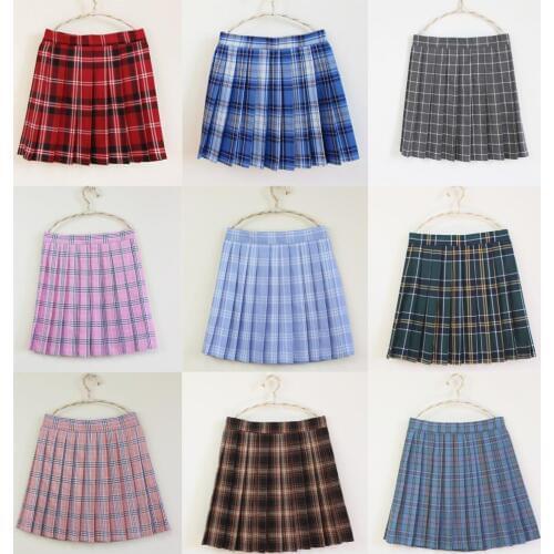 The New Campus Style High-waisted A-line Skirt Sweet Plaid Pleated Skirt School Uniform Skirt for Girls