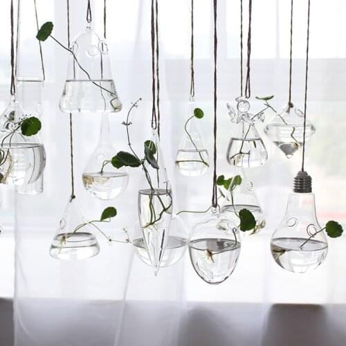1PC Hot New Home Planters Clear Glass Flower Plant Stand Hanging Vase Ball Terrarium Container For Garden And Home Decor