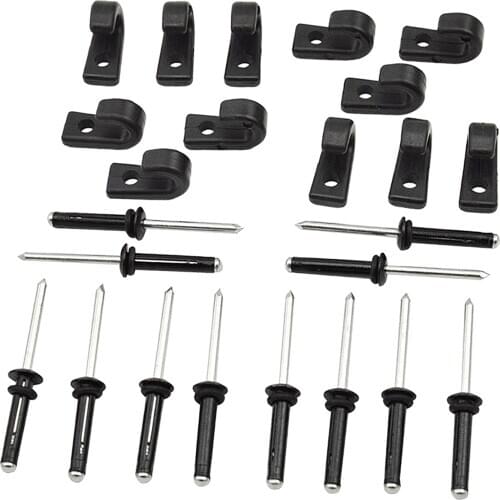 12Pcs J-Hooks & 12 Pcs Rivets - Lashing Hooks for Kayak, Canoe, Paddle Board and Bungee Cord