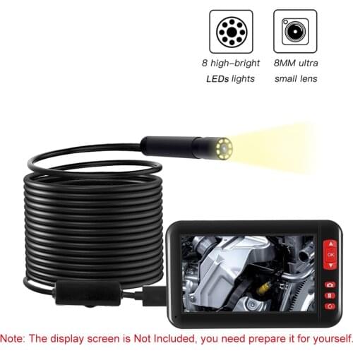 1920*1080 HD Industrial Endoscope Borescope Inspection Camera Built-in 8pcs LEDs 8mm Lens IP67 Waterproof USB Endoscope